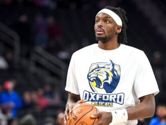 Jerami Grant #9 of the Detroit Pistons warms up wearing a shirt in support of the victims of the Oxford High School shooting. Grant is one of the NBA’s most sought-after players in potential deals as February’s trade deadline approaches. (Nic Antaya/Getty Images)