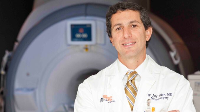 University of Virginia Health neurosurgeon Jeff Elias, PhD, has been a pioneer in the development of focused ultrasound for the treatment of essential tremor, a common movement disorder, and Parkinson's disease. (UVA Health)