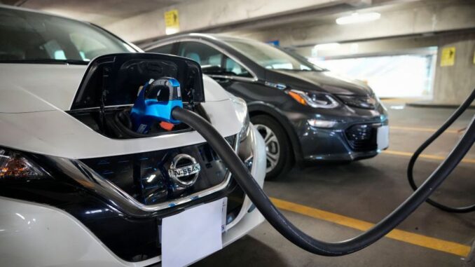 Electric cars may take as long as 10 hours to fully charge at home, while even superchargers at charging stations take 30–40 minutes to provide a full charge. New research suggests “quantum charging” could cut the time to mere seconds. File photo. (Drew Angerer/Getty Images)