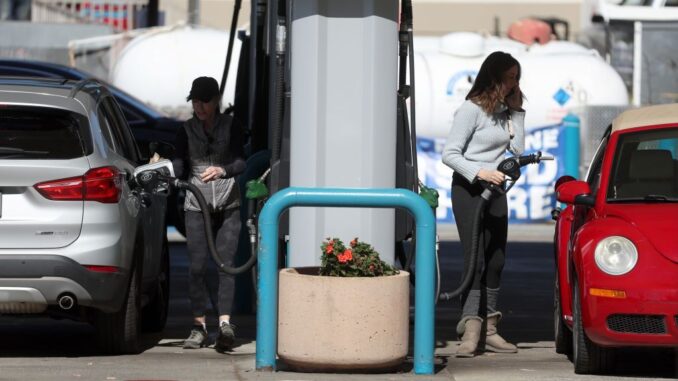 The Russia–Ukraine conflict, the growing national demand for gas as spring approaches and a switch to the costlier summer gas, could all send gas prices to a national average of $4 a gallon by April. (Justin Sullivan/Getty Images)